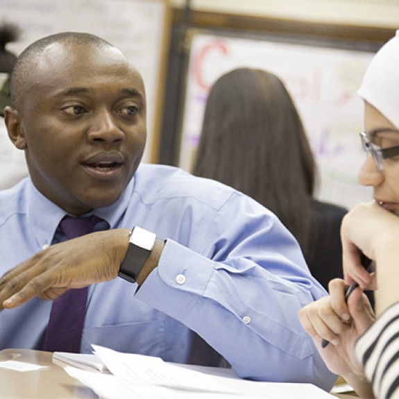 Teacher and student talking